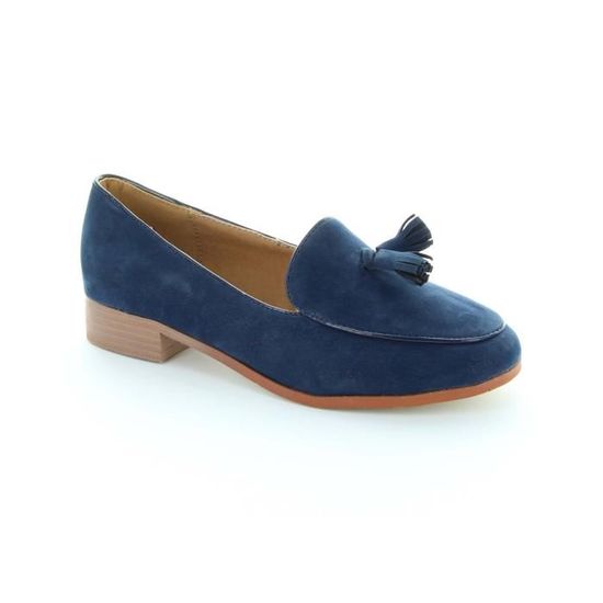 mocassin femme bleu marine cuir