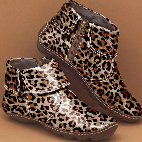 Bottine plate leopard clearance