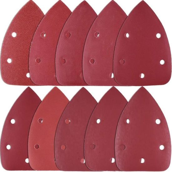 SIQUK 50 Pièces Feuilles Abrasives Triangles 5 Trous - Grains 80 à 3000 - Papier De Ponçage Pour Ponceuse