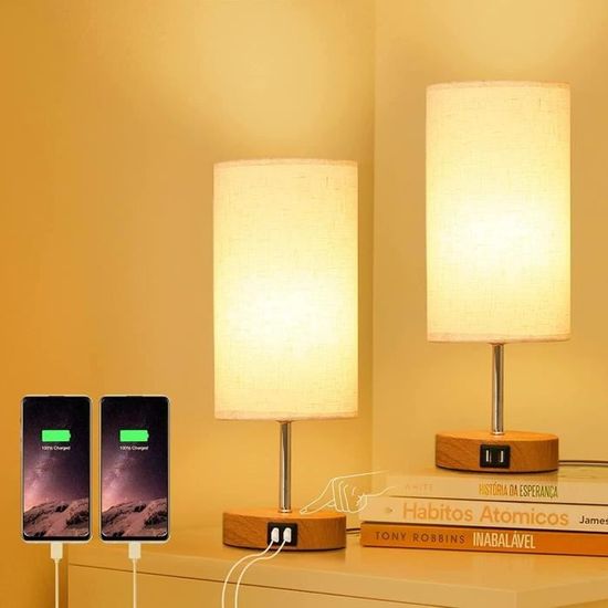 Lampe De Chevet Sans Fil Bonsery Lot De 2 - 13 Couleurs RGB - Télécommande - Rechargeable USB