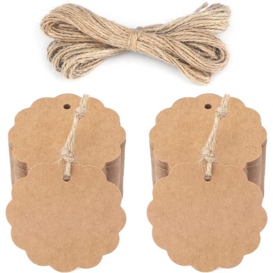 JijAcraft Étiquette En Papier Kraft Etiquette Cadeaux 7x2cm