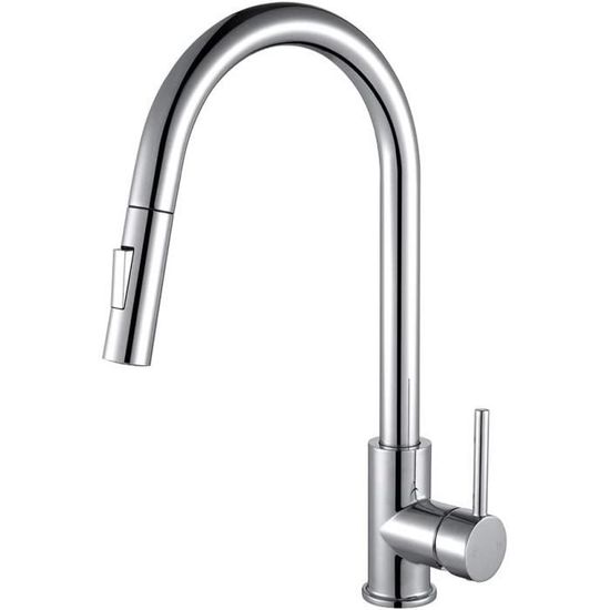 Robinet Mitigeur Coiffeur Renato Piralla – Chrome – Avec Douche Amovible Pour Cuisine/évier