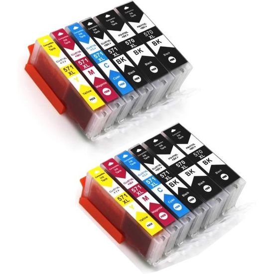 Pack De 5 Cartouches D'encre Compatibles 570/571 XL Pour Canon Pixma TS5050 - Neuf