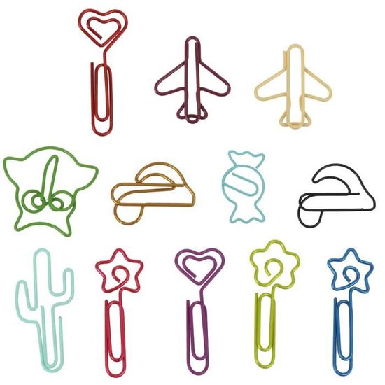 Lot De 22 Trombones Animaux Colorés - Métal, Formes Mignonnes (chat, Chien, Lapin...) - Pour Bureau, école, Décoration, Cadeau