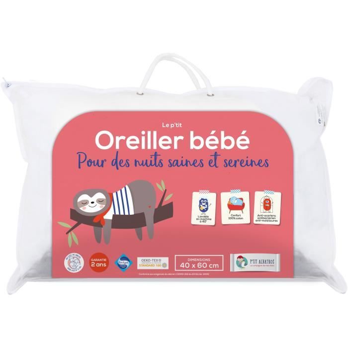 P Tit Albatros Oreiller 100 Coton Bebe Mixte 40 X 60 Cm Blanc Achat Vente Oreiller Bebe Cdiscount