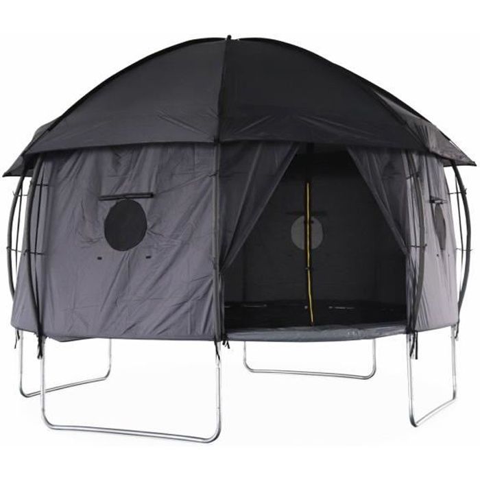 Tente de camping pour trampoline. cabane. polyester. traité anti UV. 1 porte. 4 fenêtres et sac de transport