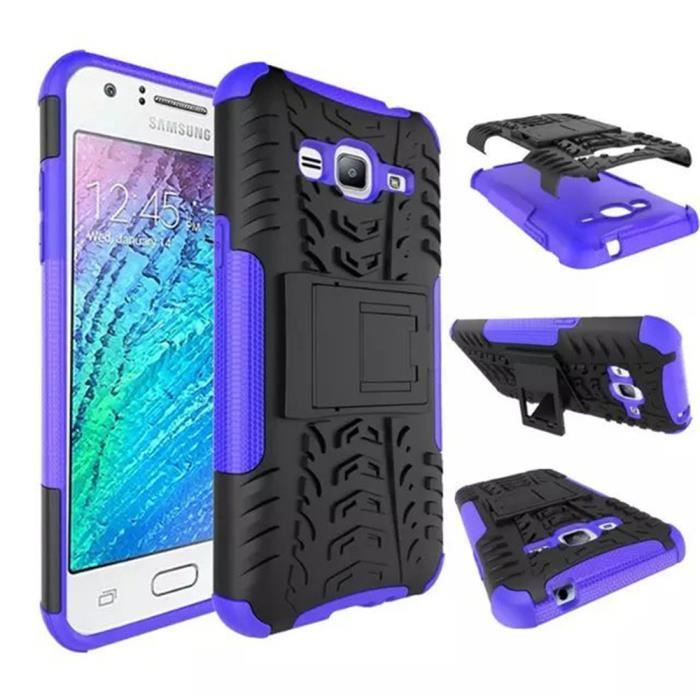 Coque Galaxy J3 2016 - PC et Silicone avec Support Antichoc Arrière Coque Samsung Galaxy J3 (2016) J320F J310F - Violet