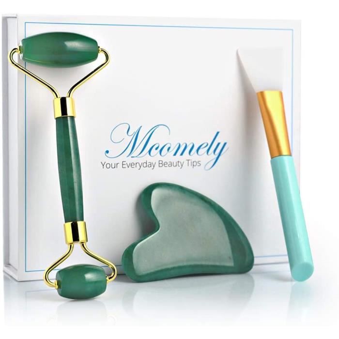Accessoires de massage manuel Rouleau de jade pour visage, masseur de visage avec outil de grattage Gua Sha, jeu de roul 179501