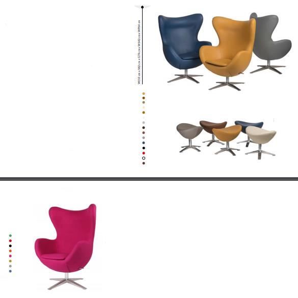 Fauteuil egg ottoman inclinable couleur au choix Arne Jacobsen en simili-cuir ou en tissu pouf