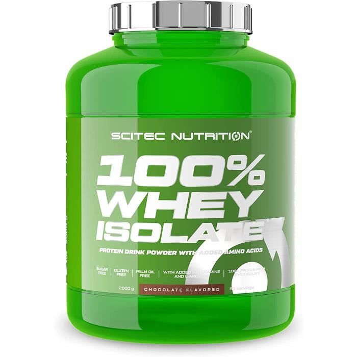 Scitec Nutrition 100% Whey Isolate enrichi en L-glutamine, 2 kg, Chocolat