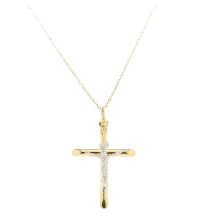 Pendentif Croix Jésus En Or 375/1000 + Chaîne Or