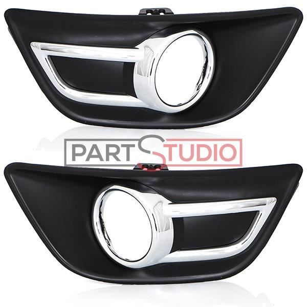 Set de Grilles droite et gauche pare chocs avant CITROEN C4 07/08 => 09/10 (pour antibrouillards) à contour chromé = 742226