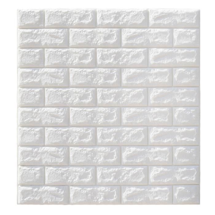 Stickers 3D muraux en brique auto-adhésifs panneau autocollant papier peint Décor mural canapé (blanc) OBJET DE DECORATION MURALE
