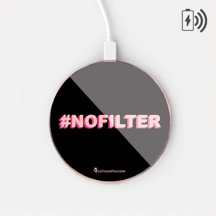 Chargeur Induction No Filter rose et fushia Ecriture Tendance et Design La Coque Francaise