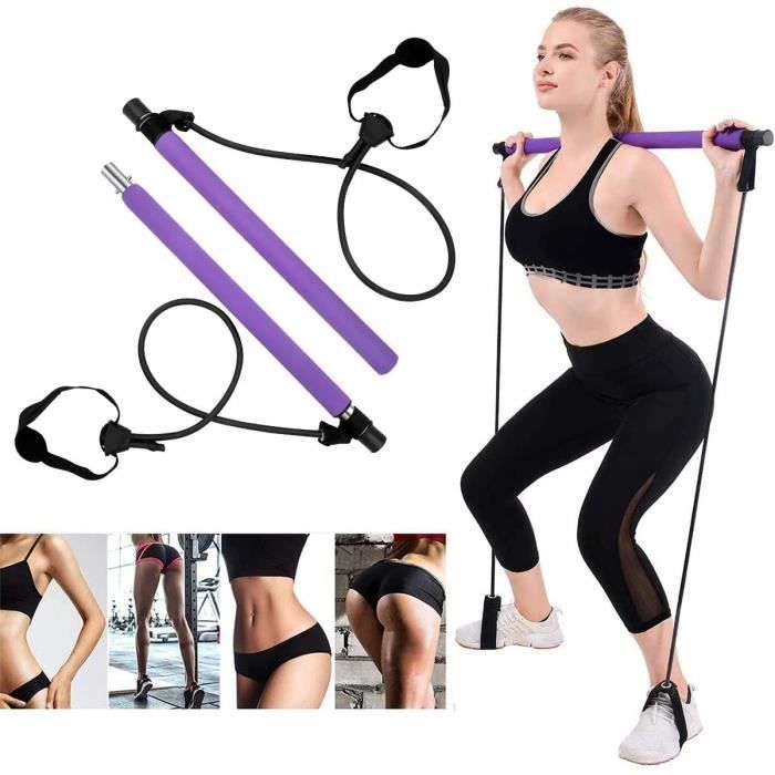 MERKMAK Bande de résistance 5 Kit de Barre de pilate portable , longue barre de résistance - bâton de yoga - barre d'exercice