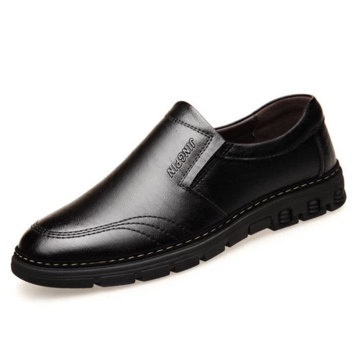 Chaussures en cuir respirantes mode tous les jours en cuir confortable tendance chaussures décontractées pour hommes noir