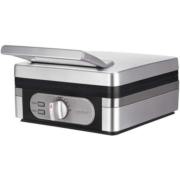 Appareil à gaufres professionnel MPM pour deux gaufres, revêtement anti-adhésif en téflon, 1400 Watts + pinceau à patisserie