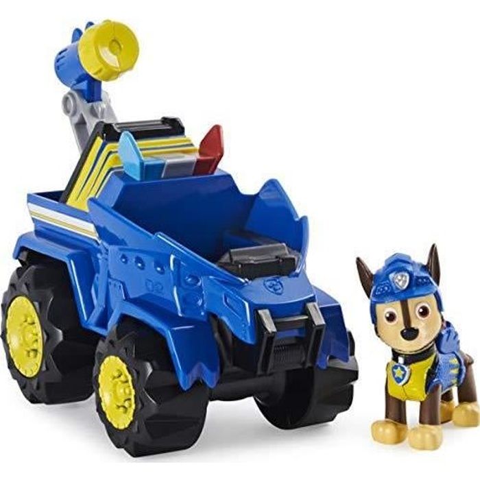 La Pat' Patrouille - 6059512 - Jeu Jouet enfant - Véhicule + Figurine Chase Dino Rescue - Figurine Paw Patrol