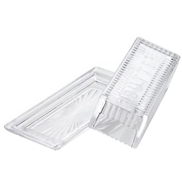 1 assiette à beurre rectangulaire en verre avec couvercle boîte de rangement pour vaisselle BEURRIER - HUILIER - VINAIGRIER