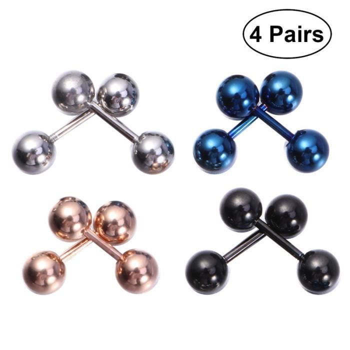 8 pièces 5 MM unisexe boule haltère vis petites boucles d'oreilles langue oreille os barre à ongles Piercing BOUCLE D OREILLE