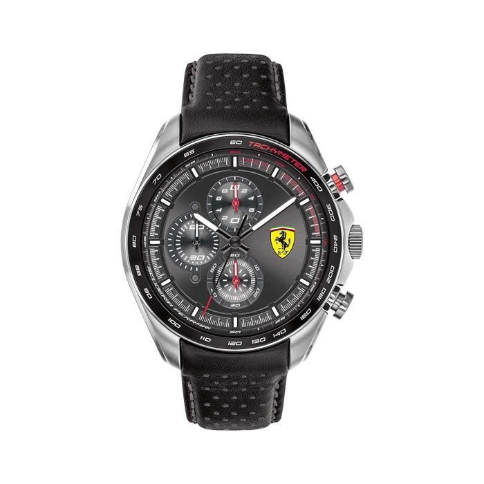 Scuderia Ferrari Homme Analogique Quartz Montre avec Bracelet en Cuir 0830648 7668