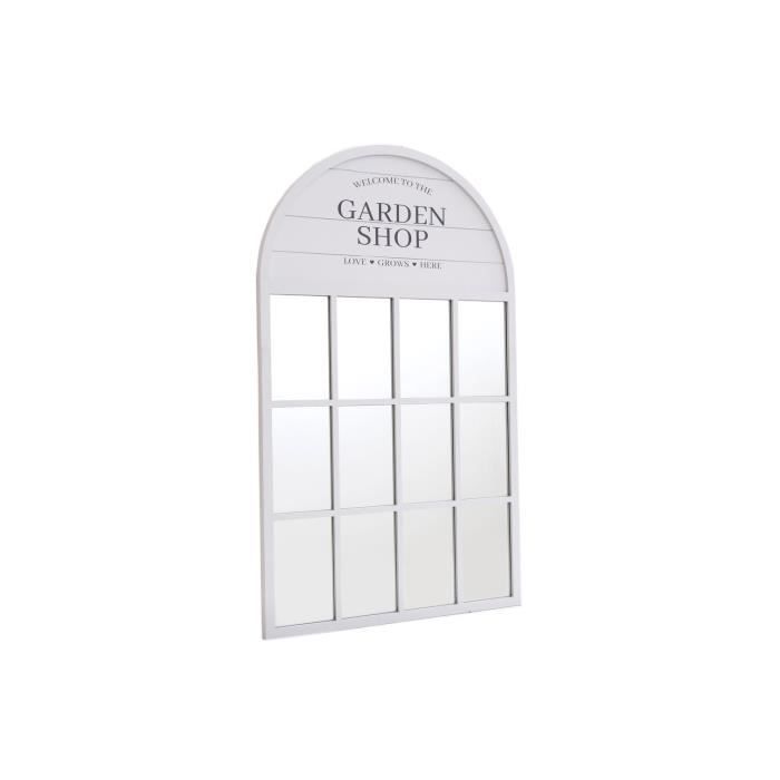 Miroir mural verrière design bois Garden - L. 60 x H. 100 cm - Blanc