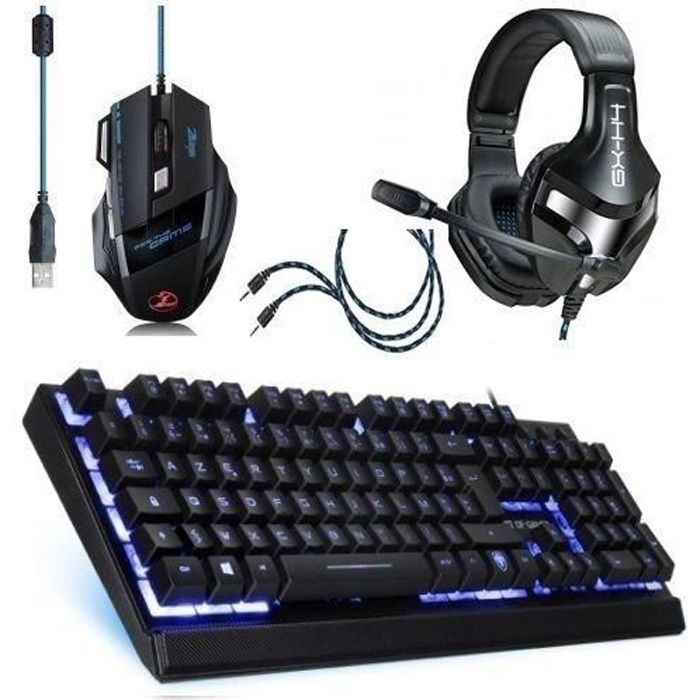 PACK GAMING DELUXE pour PC : Clavier Elite EK10 + Souris rétroéclairée 7 boutons + Casque micro ENHANCE GX-H4