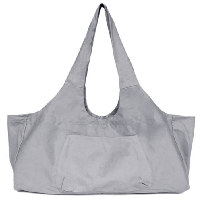 Grand sac à tapis de yoga et porte-gymnase Sac de gymnase Sac de rangement de remise en forme sur toile Sac de yoga de g,Gris