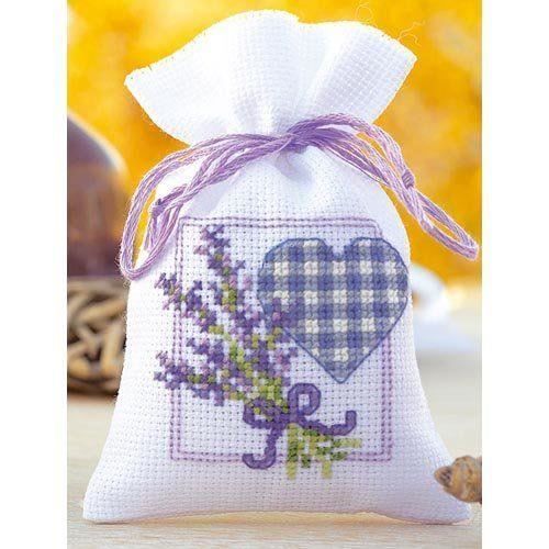 Vervaco PN-0143680 - KIT DE COUTURE - , Kit Point De Croix Compté, Sac Pot Pourri Lavande Coeur, Multi-Couleurs