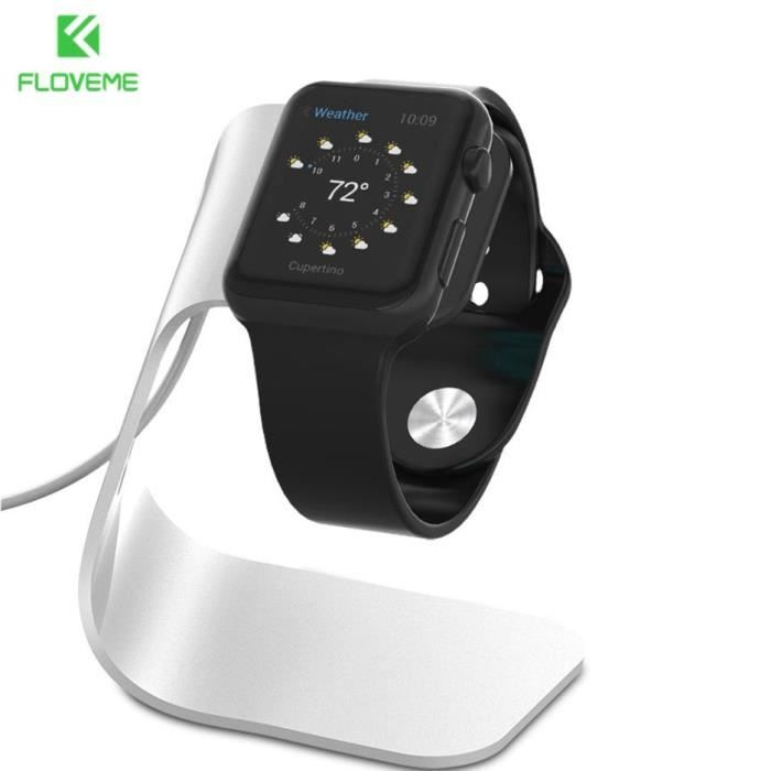 silver -FLOVEME – support de chargeur métallique en aluminium pour Apple Watch, Station de charge pour montre intelligente