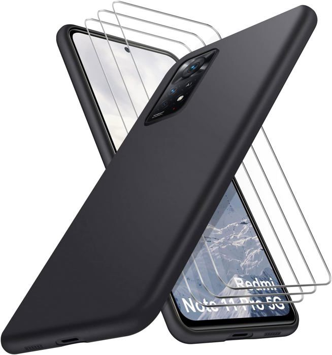 Coque TPU Noir + 2 Verres Trempés Pour Xiaomi Redmi Note 14 Pro Plus 5G - Protection Complète