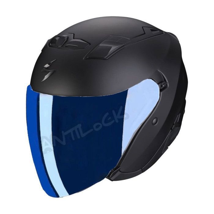 Casque Moto Jet Double Visière - ECE 22.06 - Pare-Soleil Intégré - Bleu - Tailles XS à 2XL