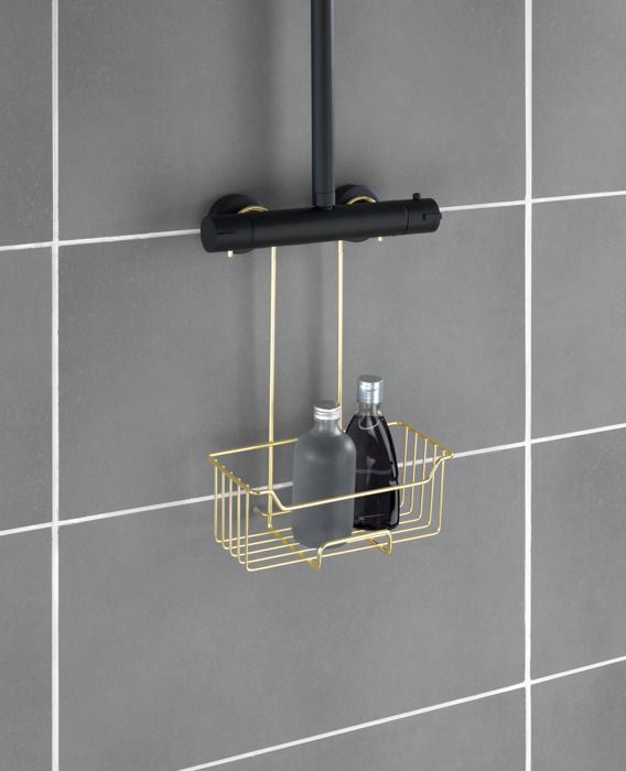 Étagère de Douche - WENKO - MILO Gold - Acier Inoxydable - Sans Perçage - 25x36x14 cm