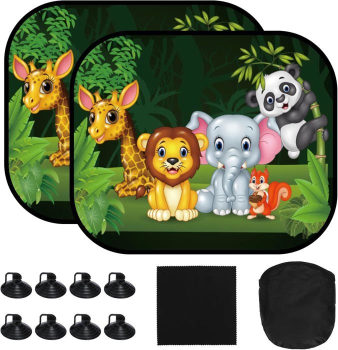 2Pcs Pare-soleils voiture avec 8 ventouses auto adhésifs pour protection enfants et animaux anti-solaire