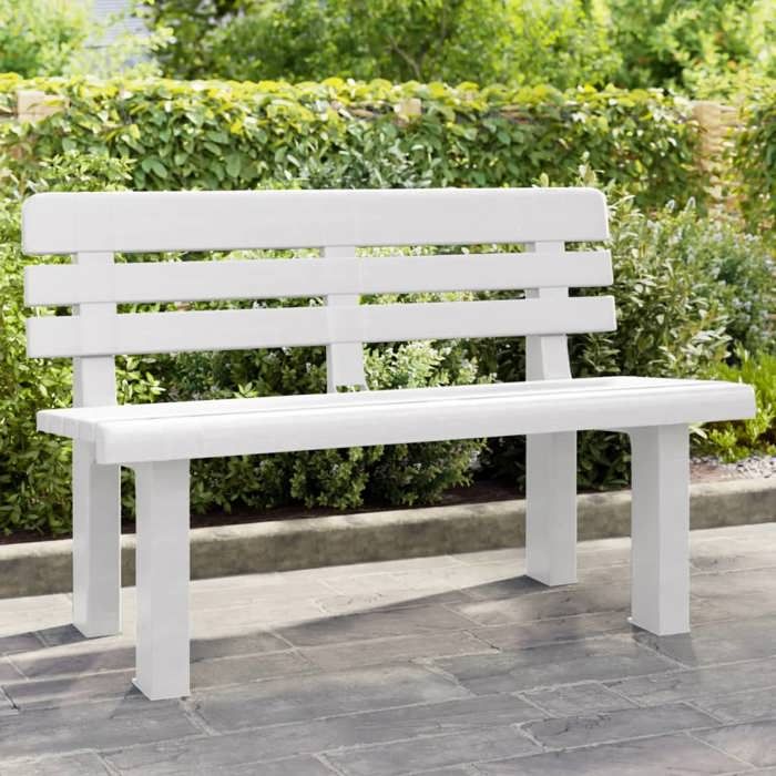 vidaXL Banc de jardin blanc 110x52x71 cm polypropylène banc dextérieur siège de jardin chaise longue de jardin banc de 4009379