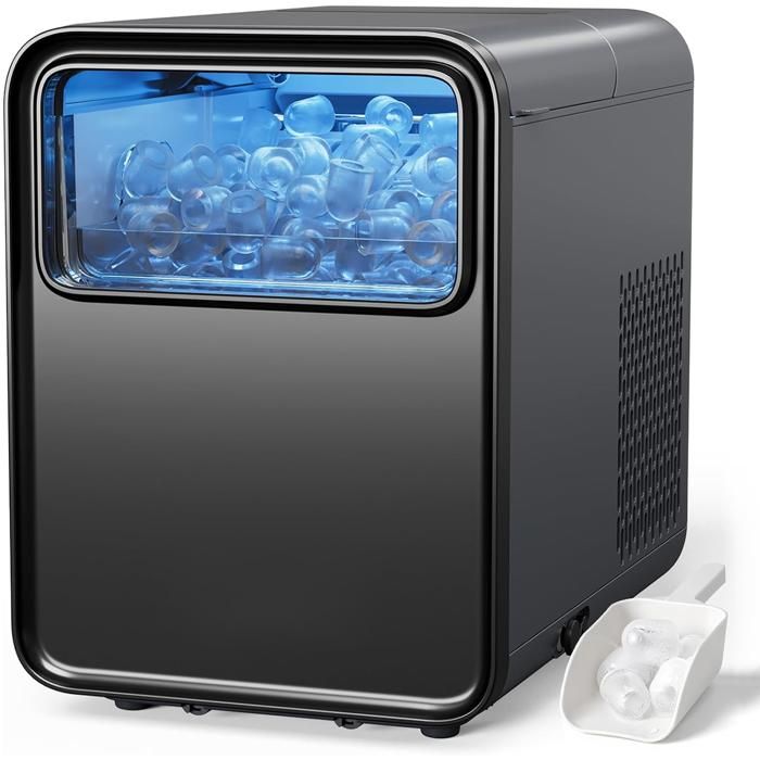 Machine à Glaçons Aigostar 1,5 L – 9 Glaçons En 6 Min, 12 Kg/24h, Autonettoyante, Portable, Noir