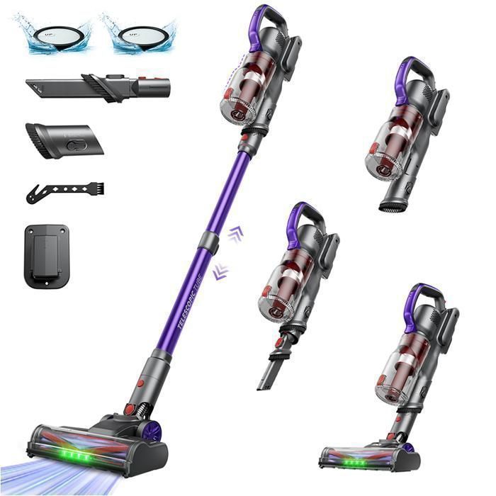 Aspirateur Balai sans Fil Erabros EV3 500W / 60Kpa 60Min Commande du pouce Auto Portant Batterie Amovible Anti Emmêlement