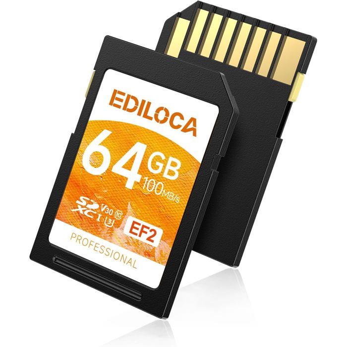 Carte Mémoire 64Go Ultra Rapide 90 Mo/s Class 10 SDXC – Parfaite Pour Canon IXUS 180 & Appareils Photo
