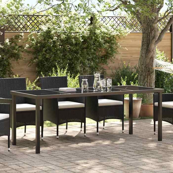 vidaXL Table de jardin 200x80x73 cm en verre trempé