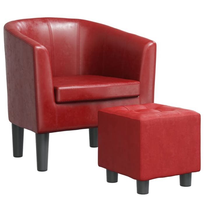 KENNETH@Fauteuil pour relax/Siège ergonomique - single chair - avec repose-pied rouge bordeaux similicuir CL21540 KENNETH@Fauteuil pour relax/Siège ergonomique - single chair - avec repose-pied rouge bordeaux similicuir CL21540