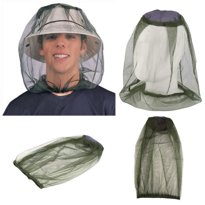 Casquette moustiquaire extérieure en fibre de carbone - masque facial anti-insectes en tissu à mailles fines (vert)