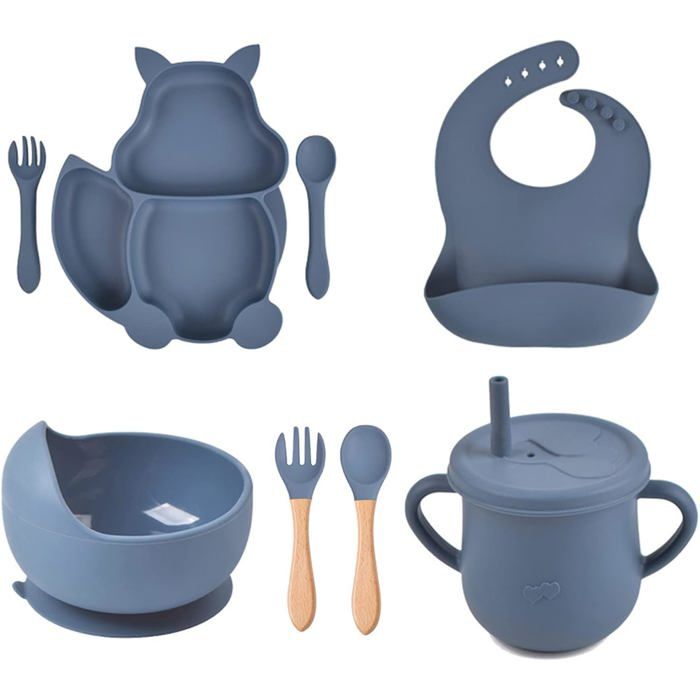 Set De Vaisselle Pour Enfant Dino Rexi - Assiette, Bol, Gobelet, Cuillère Et Fourchette - En Polypropylène, Design Carré - Lavable Au Lave-Vaisselle