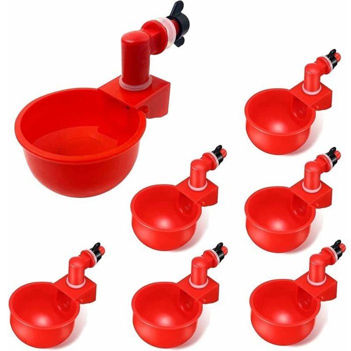 Abreuvoir Automatique Poules 6pcs Bol Plastique Volailles Distributeur Eau Poulailler Pour Poussins Cailles Canards
