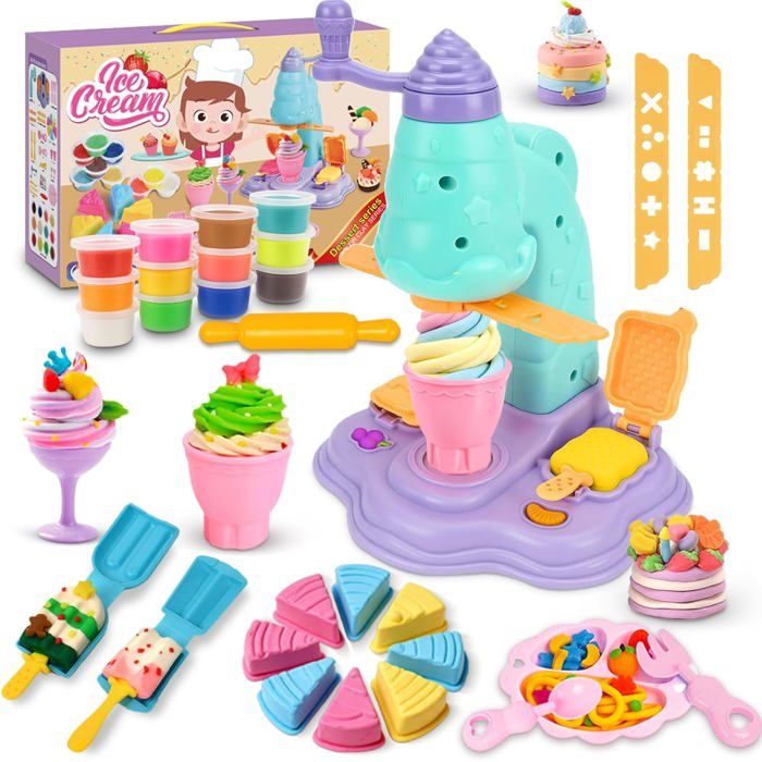 NINGESHOP 45 Pièces Pâte à Modeler Enfants - Kit Hamburgers Pizza Avec Sac Rangement