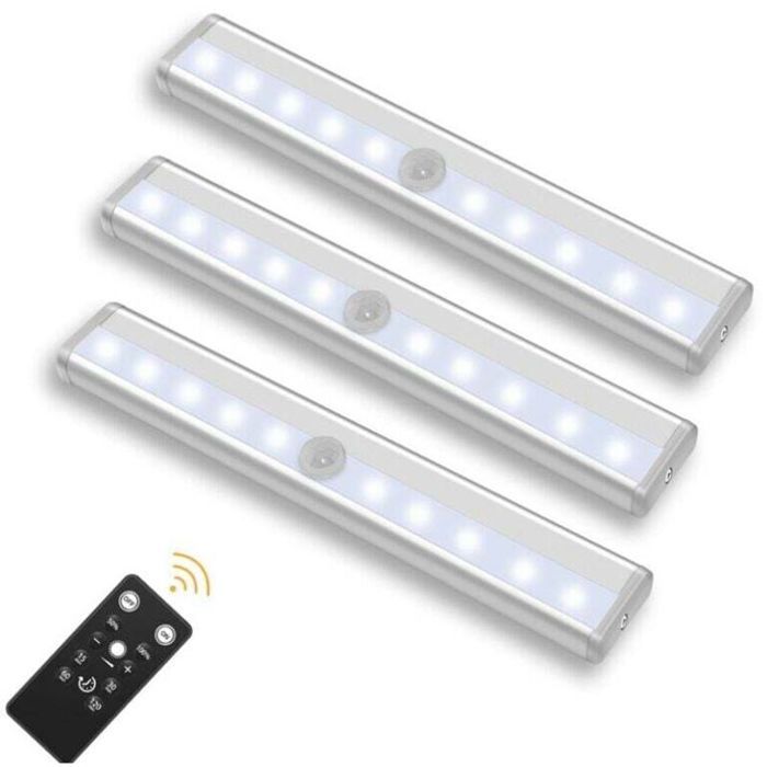 Lampe LED sans Fil 3 Packs avec Télécommande - Pour Chambres Armoires Vitrines Aucun Câblage Requis(lumière blanche)