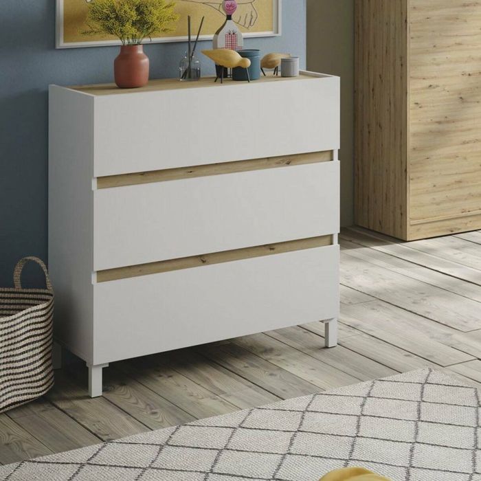 Commode Teddy Dmora en Bois Mélaminé Blanc 41x79x90 5h cm Commode Teddy Dmora en Bois Mélaminé Blanc 41x79x90 5h cm