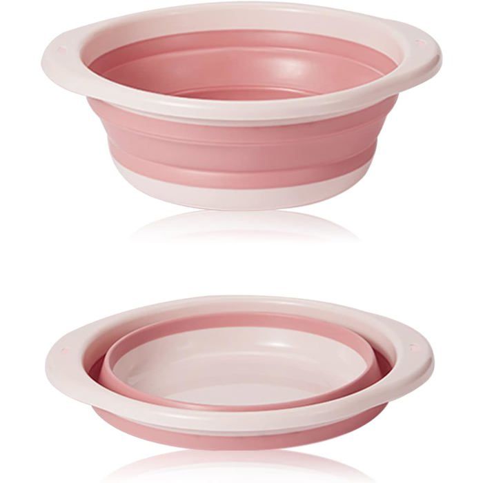 Bassine Retractable Bol Pliable Portable Peu encombrant pour Laver Les légumes la Vaisselle sous-vêtement (Rose)