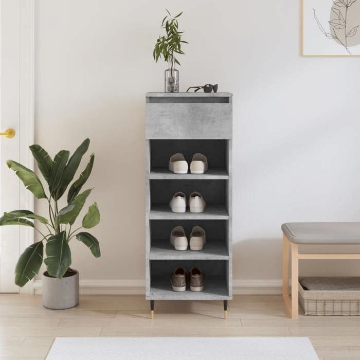 SALE 2026 Meuble à chaussures Gris - Armoire à chaussures Gris béton 40x36x105cm - bois dingénierie PRO210762623
