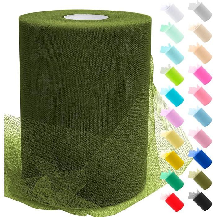 Olive Verte 15cm x 91.4m Rouleau de Tulle en Polyester Maille Tissu pour Tutu Jupe Deco 0.15 m x 91.4 m Olive Verte