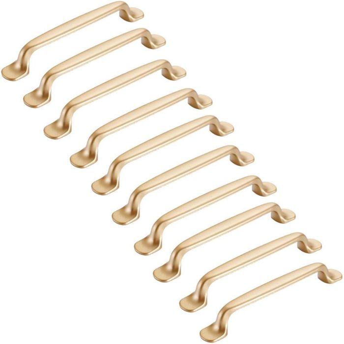 10 Pièces Poignées Placard Doré 128mm Poignées Meuble Cuisine pour Armoire et Porte